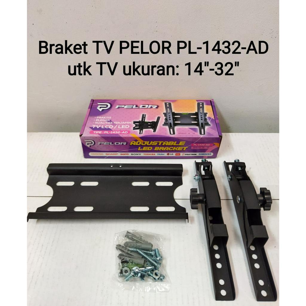 Bracket Braket Breket Tv Led Lcd 14 Inch - 32 Inch Tebal Kokoh PELOR 1432 AD