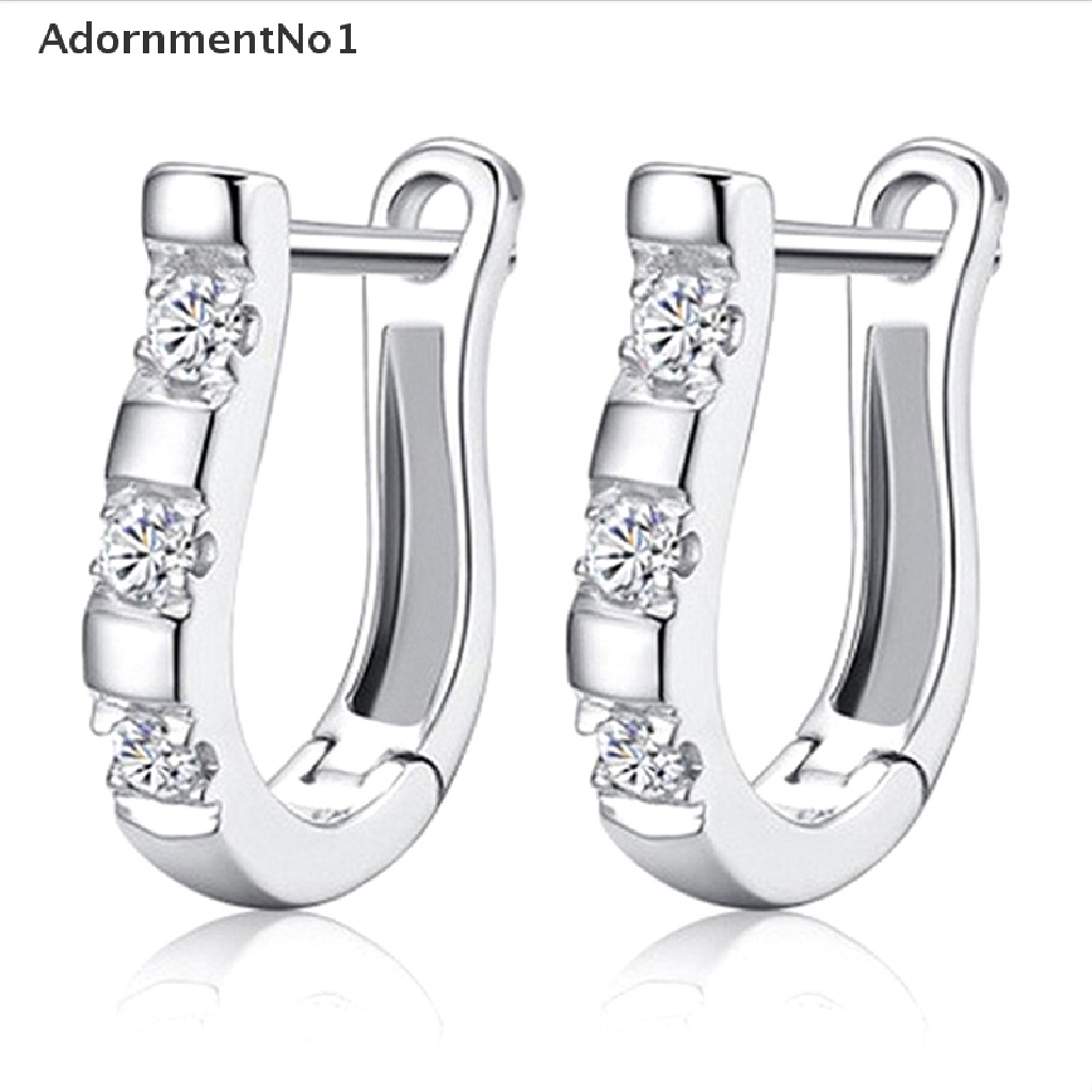 (AdornmentNo1) Anting Tusuk Sterling Silver 925 Desain Tapal Kuda Hias Zircon Untuk Wanita