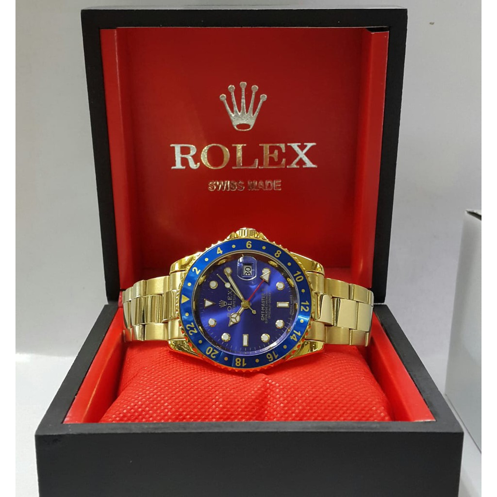 GMT MASTER II ROLEX WATCH WITH GOLD STRAP - JAM TANGAN