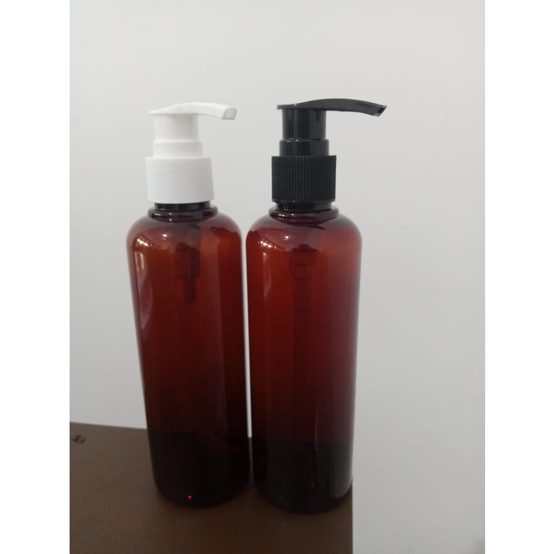 Botol Plastik PET 250ml BR Coklat Amber Tutup Pump Lotion