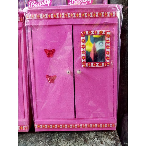 Lemari barbie kayu 2 pintu