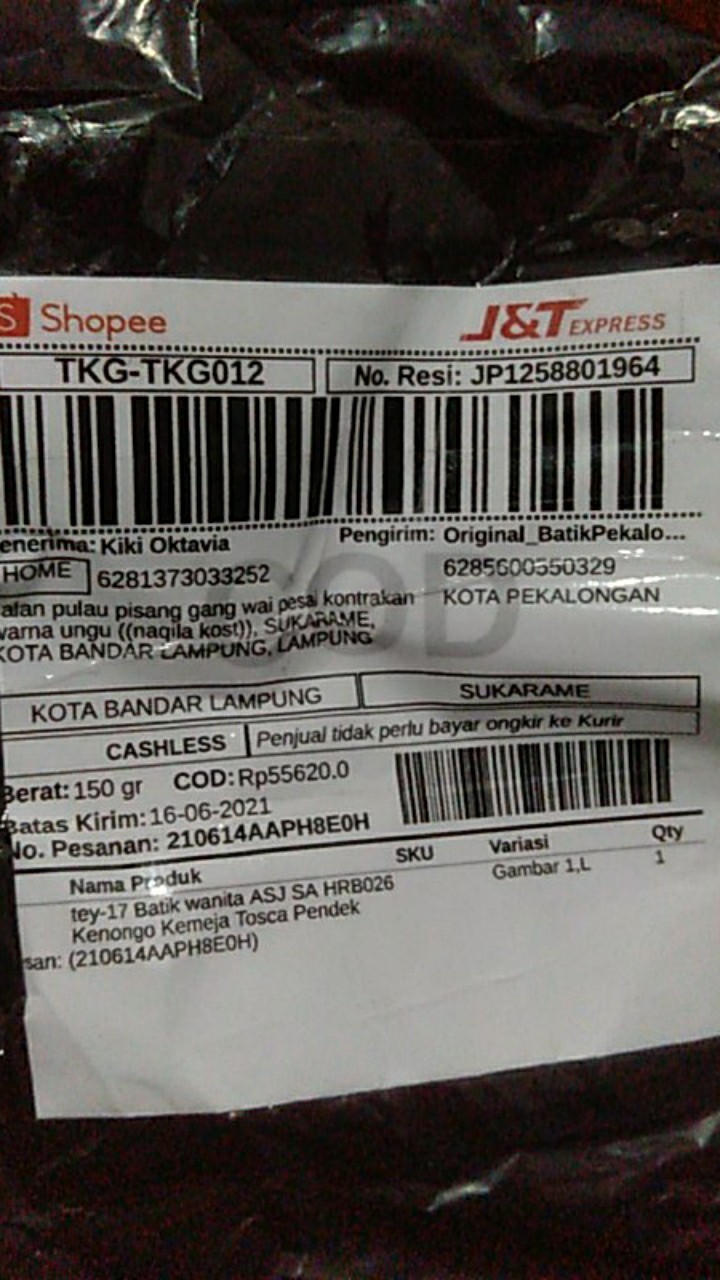 Tey-17 Batik Wanita Asj Sa Hrb026 Kenongo Kemeja Tosca Pendek