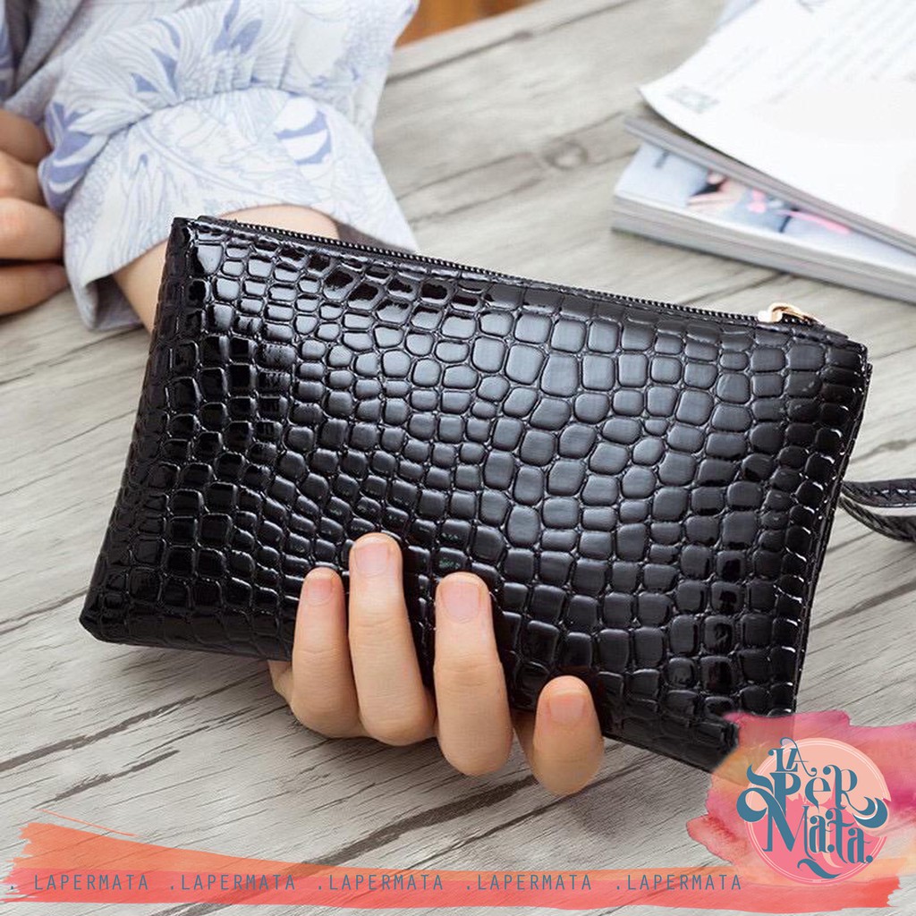 Dompet Wanita Pouch Kartu Hp Koin Serbaguna Polos Model KULIT BUAYA - LPM Shop