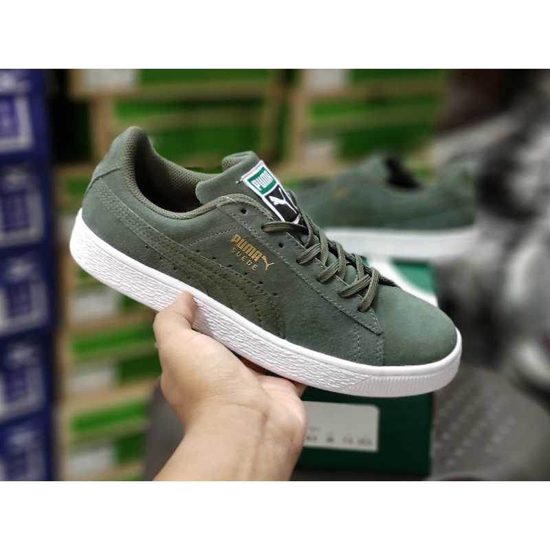 BAYAR DITEMPAT Sepatu  puma suede hijau army  Sepatu  pria  