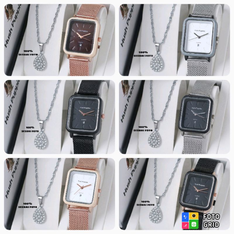 HK19~Jam Tangan Wanita Tali Pasir magnet free Kalung