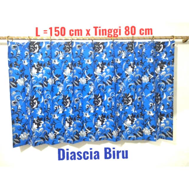 Gorden hordeng jendela pendek kecil/Washtafel kolong dapur Diascia Biru Ukuran 150 x 80 cm