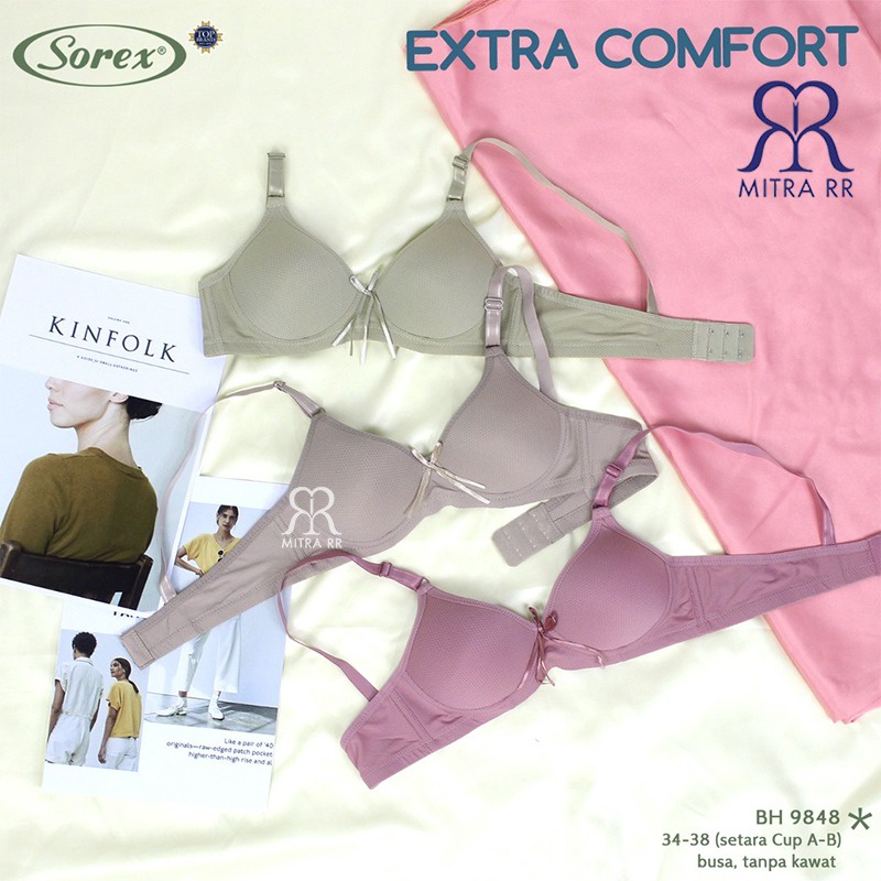 BH Sorex 9848 Extra Comfort Bra Busa Tanpa Kawat Kait 2 Cup Kecil Setara Cup A Polos Original