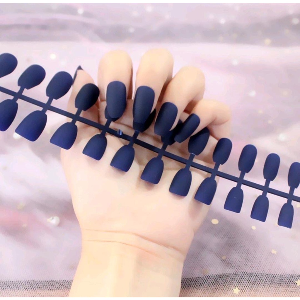 24pcs BALERINA FAKE NAILS / KIKU PALSU MATTE balerina short coffin kylie jenner matte doff kupal