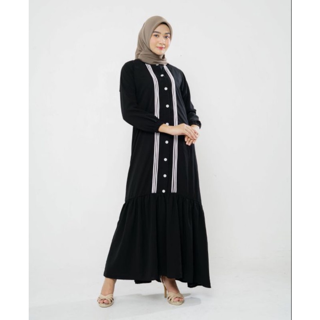 Gamis Abaya Wanita Simpel Warna Hitam Elegan Gamis Hitam Turkey