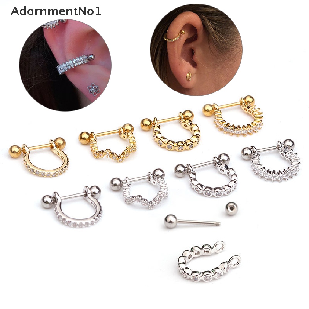 (AdornmentNo1) 1pc Anting Tusuk Bentuk U Hias Kristal / Berlian Imitasi Untuk Wanita