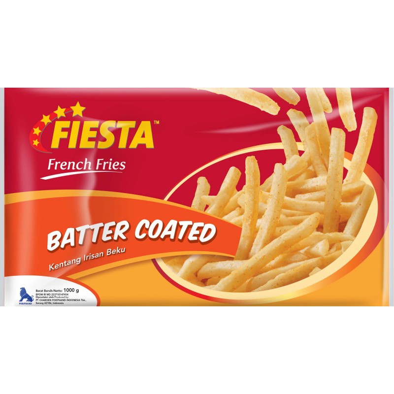 

Fiesta Batter Coated 1kg / Kentang Beku Asin & Mentega