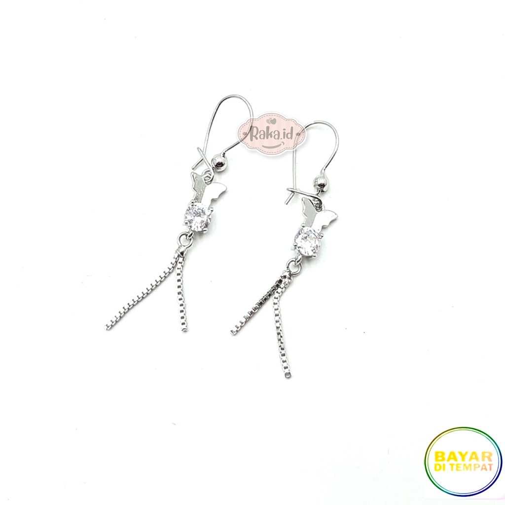 Anting Clip / Klip Motif Kupu Kupu Mata Satu Juntai Perhiasan Aksesoris Wanita 1050