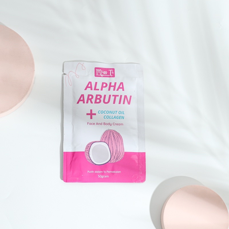 Miss Ti Alpha Arbutin sachet 50gr cream pemutih body lotion pemutih kulit tubuh pria dan wanita body serum unisex