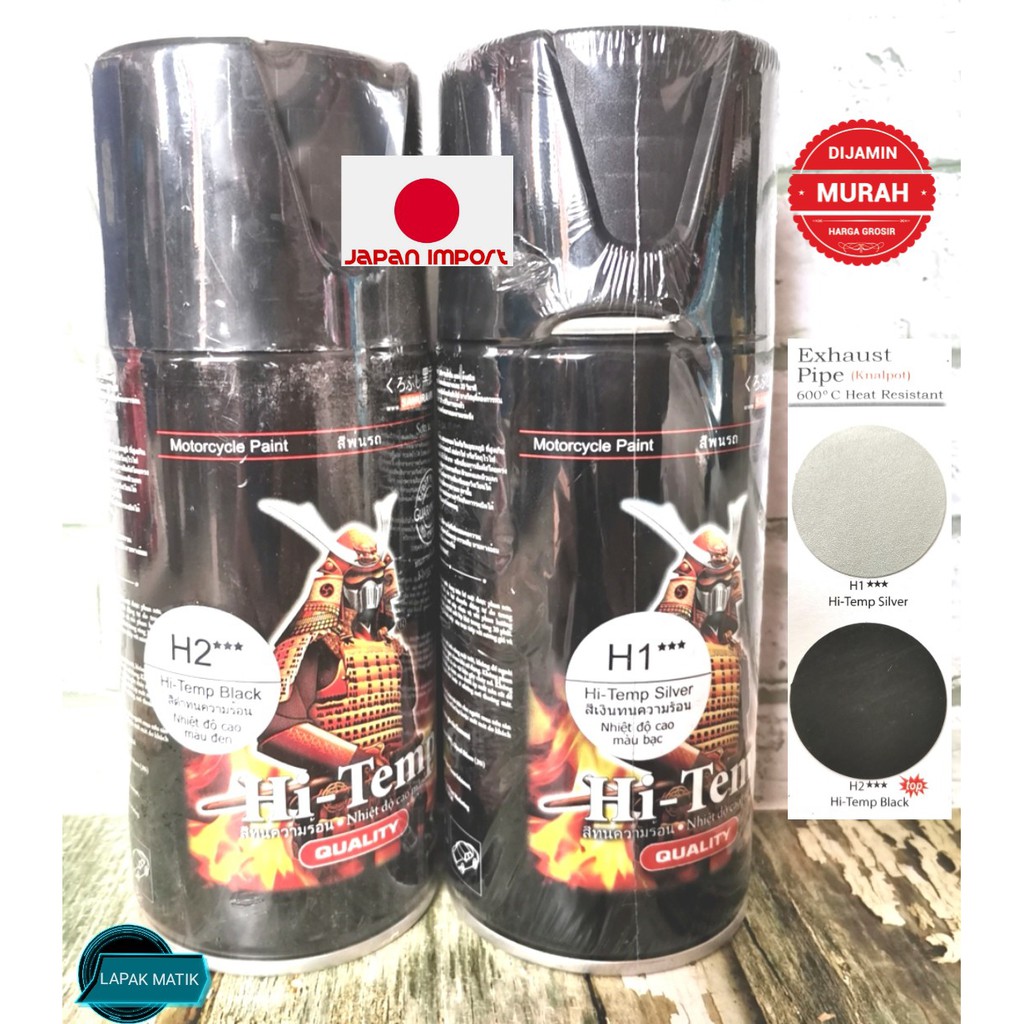 Pilok Samurai Paint Spray Hi temp Black Hitam dan Silver Hi temp Silver