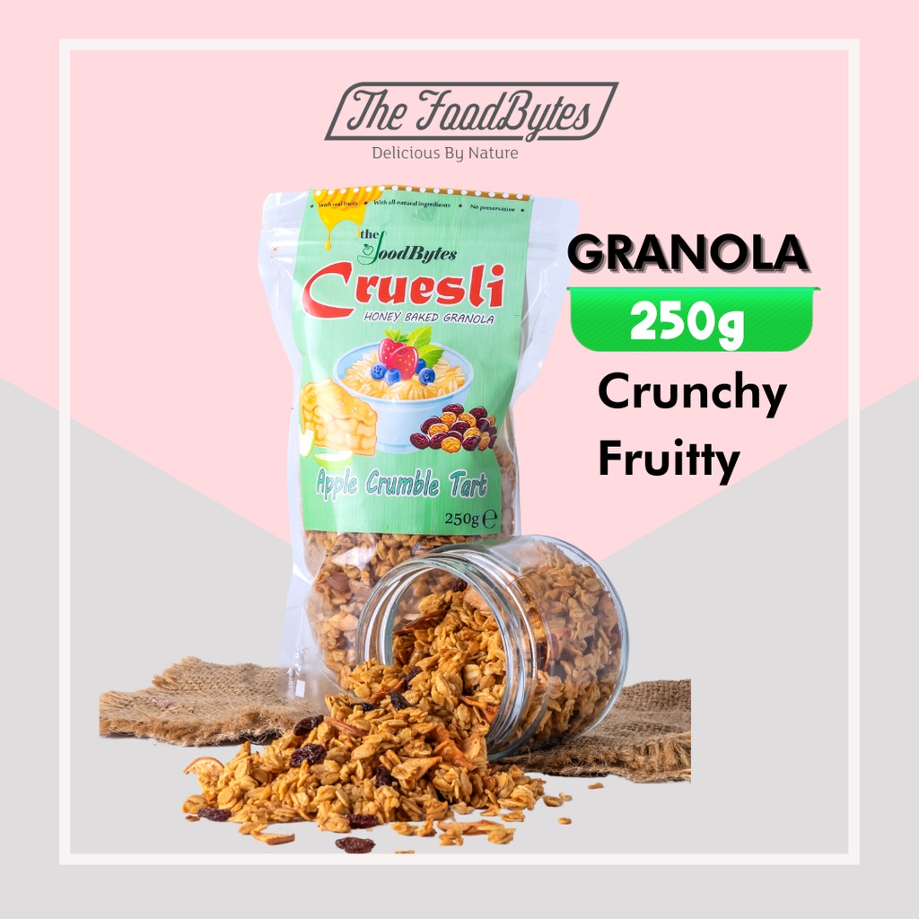 Jual GRANOLA APPLE RAISIN 250gr THE FOODBYTES Sarapan, Snack Oat