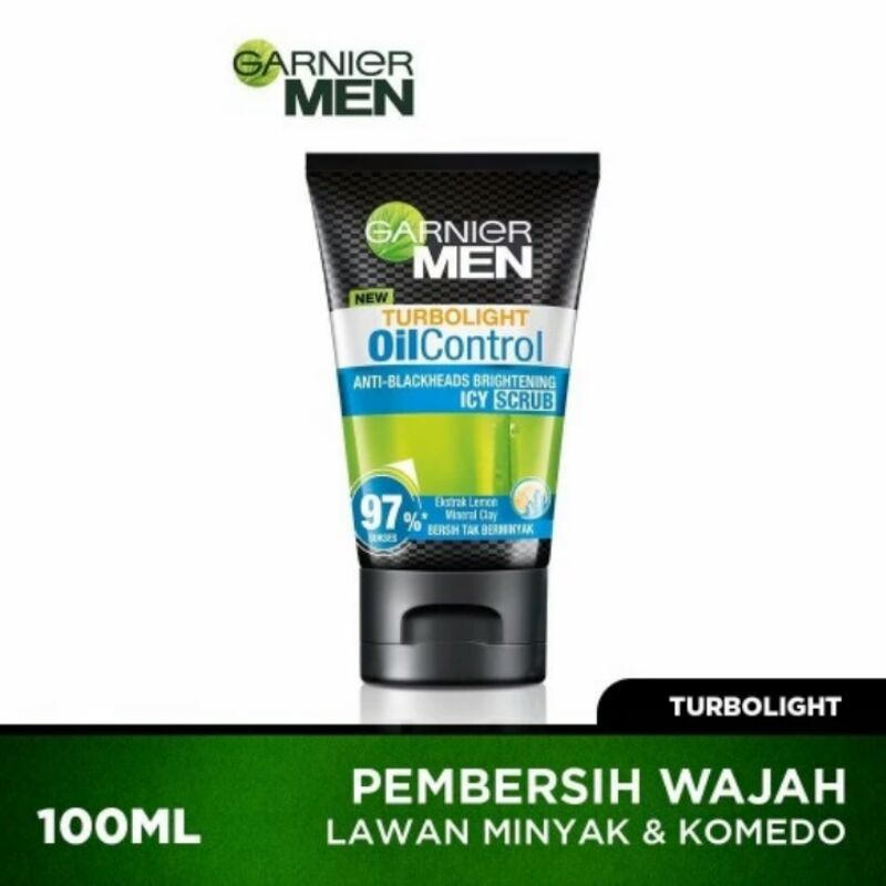 GARNIER Men Turbo Light Oil Control Anti-Blackheads Brightening Icy Scrub 100ml (97)