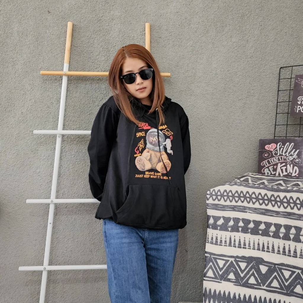 NASA TEDDY Hoodie Sweater Oversize - Outerwear Pria Wanita Terkini Korean Style