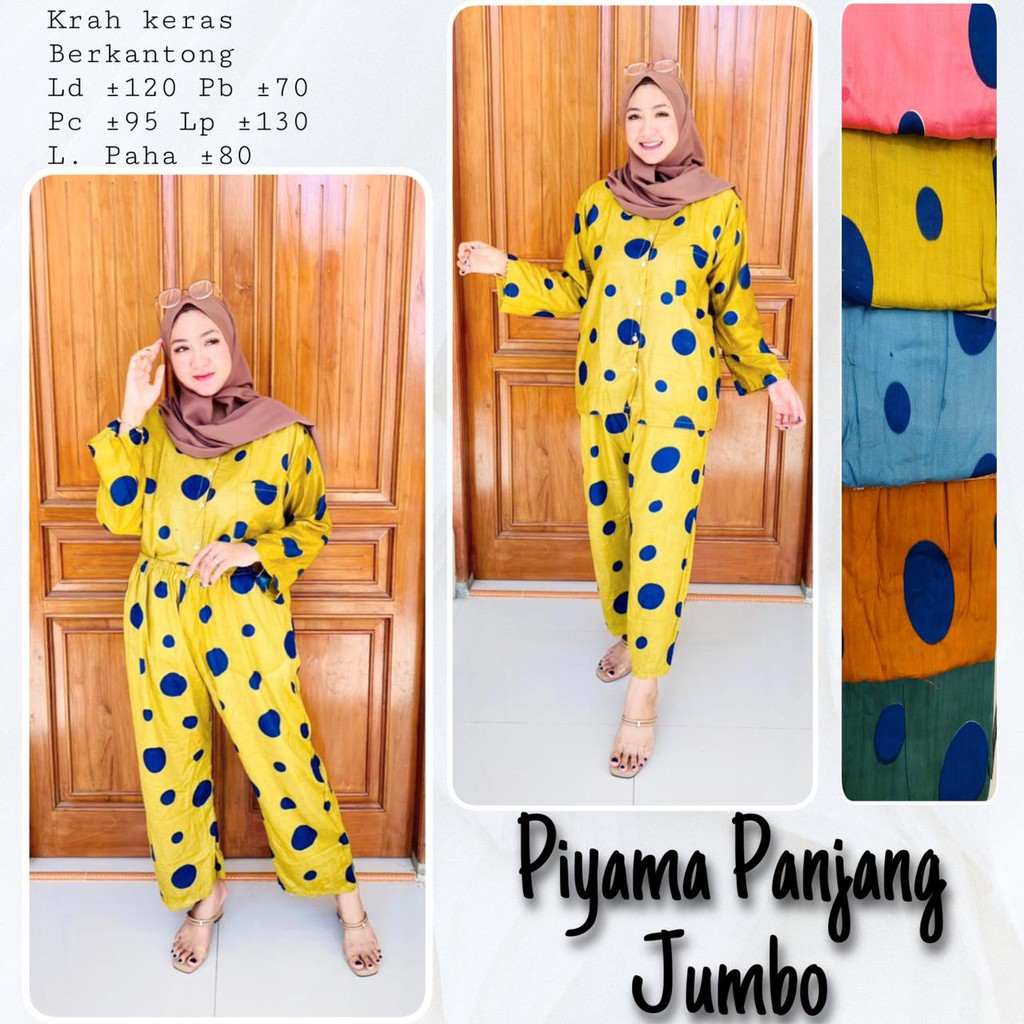 ONE SET PIYAMA PANJANG PANJANG JUMBO WANITA