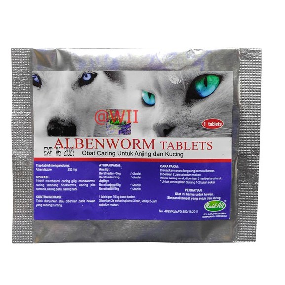 ALBENWORM TABLET Obat Cacing Kucing Anjing