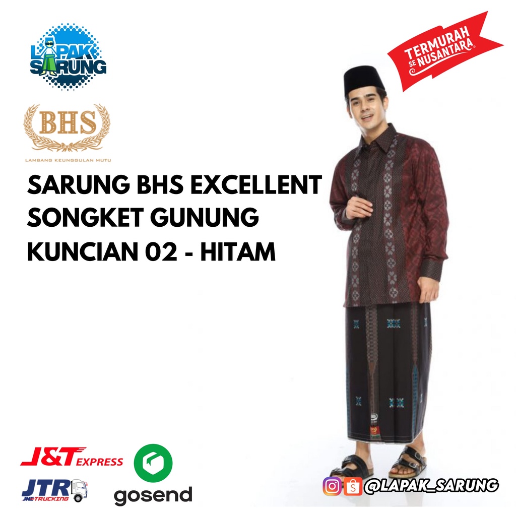Sarung BHS Excellent Gold Songket Gunung Kuncian SGK 02 Hitam