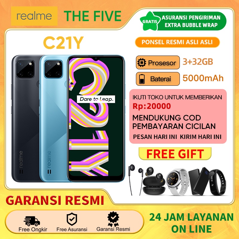 realme c21Y 4 64/HP realme C21Y 3 32GB,5000 mAh, 6.5