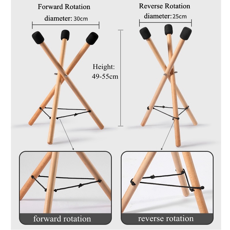 Bracket Stand Rak Lantai Kayu Beech Bentuk Segitiga Model Lipat Portabel Universal Untuk Drum Tangan