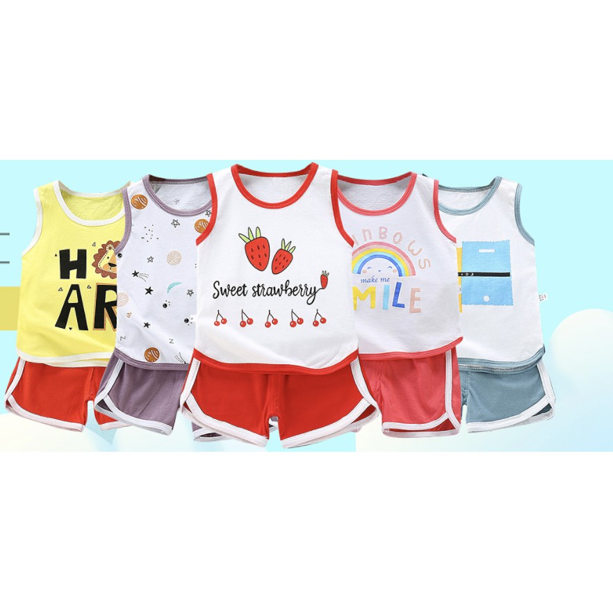 babyfit XHM-4 setelan oblong kutang celana pendek baju anak import xhm-1027r