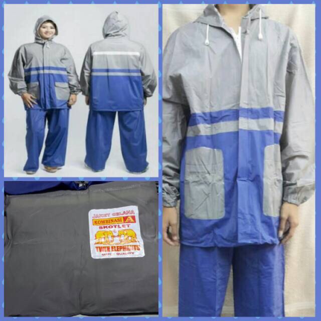 Jas hujan jaket + celana set gajah kombinasi A