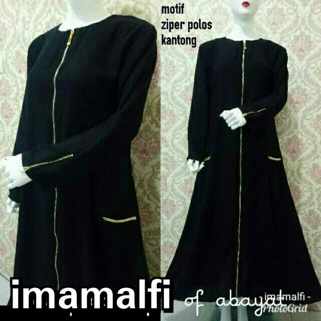 Abaya motif ziper polos