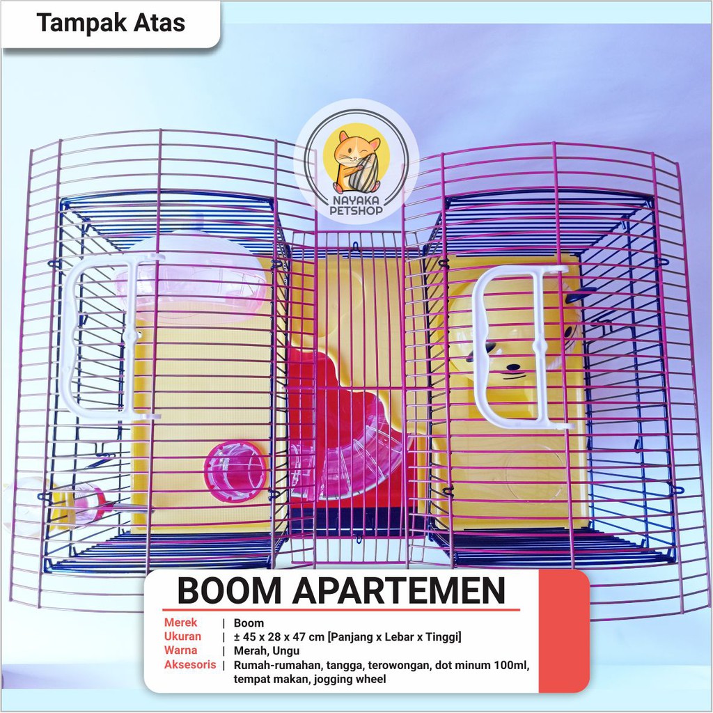 Boom Apartemen Kandang Hewan Hamster Tingkat 3 Lantai