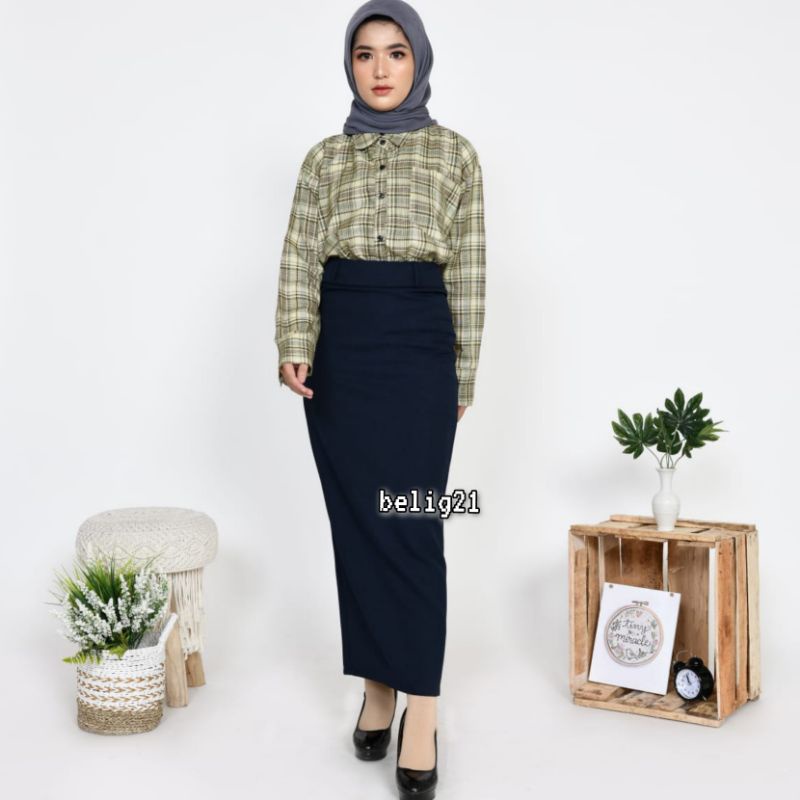 Rok Kerja Panjang Hitam Span Biron Kipas Bahan Formal Kantor / Rok Panjang / Rok Span / Rok Wanita