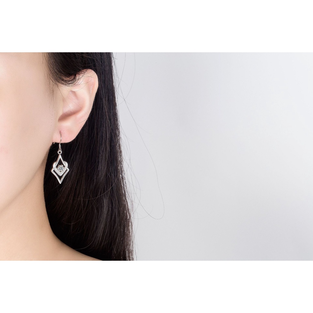 Anting Perak 925 Wanita Cinta Anting-Anting Persegi Perhiasan Fashion