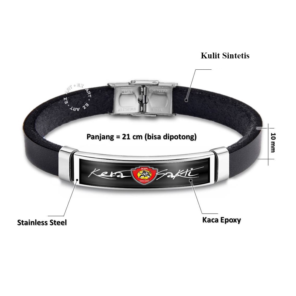 GELANG PREMIUM KULIT TEMA CUSTOM PENDEKAR SILAT KERA SAKTI IKSPI STAINLESS STEEL PRIA WANITA MODEL SABUK STRAP