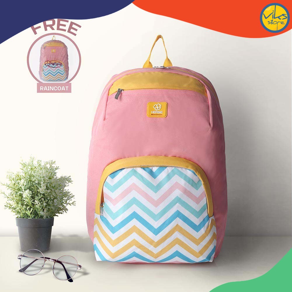 Tas Wanita Herbie Tas Ransel Cewek Tas Backpack Wanita Sekolah Kuliah Free Raincoat Jas Hujan