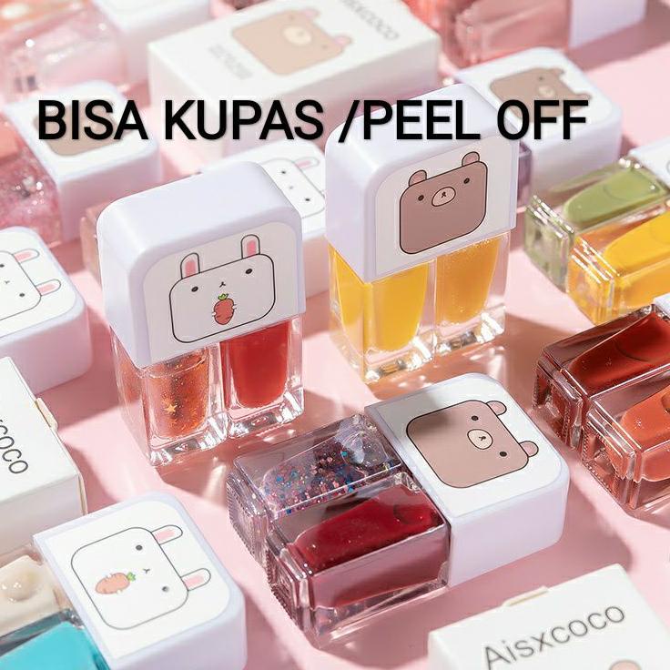 Kutek 2IN1 Aixscoco 1 Pasang Kutek Peel Off D01-D49 Halal Muslimah Bisa Dikupas Bisa Untuk Sholat | 