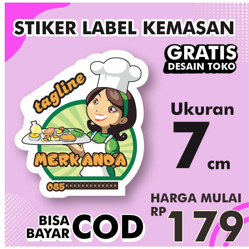 

(7cm) Stiker Kemasan / Stiker Label Nama Produk / Stiker Produk / Stiker Label / Stiker Cutting / Stiker Custom