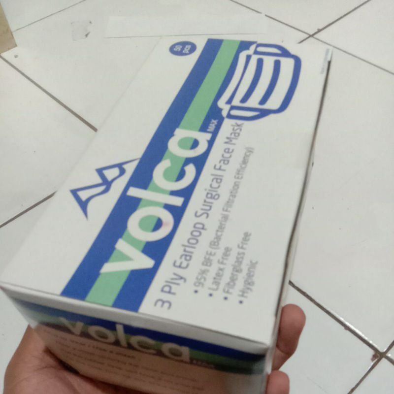 MASKER MEDIS EARLOOP 3 PLY  VOLCA KEMENKES AKD DISPOSIBLE SURGICAL MASK  BFE 95% EFFICIENCY
