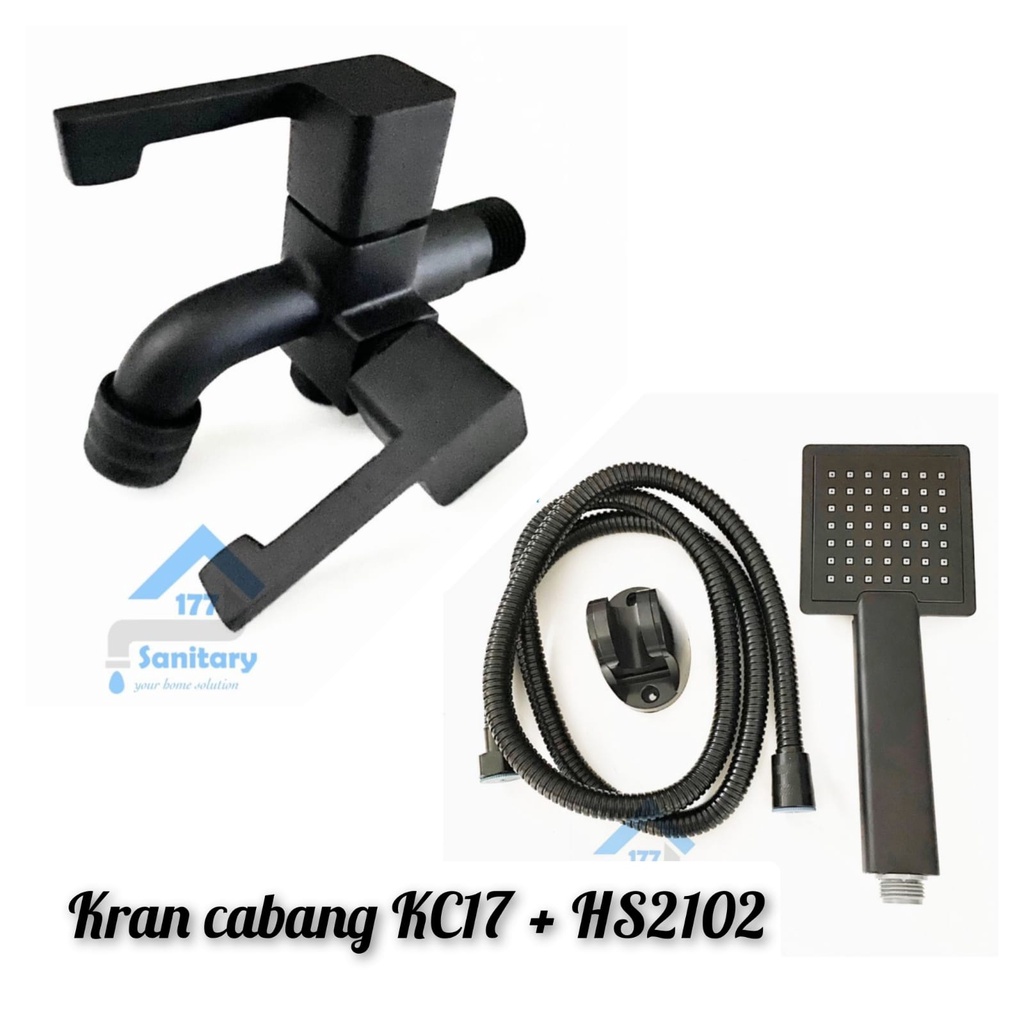 Paket Varian Black Series - Paket Set Kran Cabang dan Handshower Gede Hitam Variasi