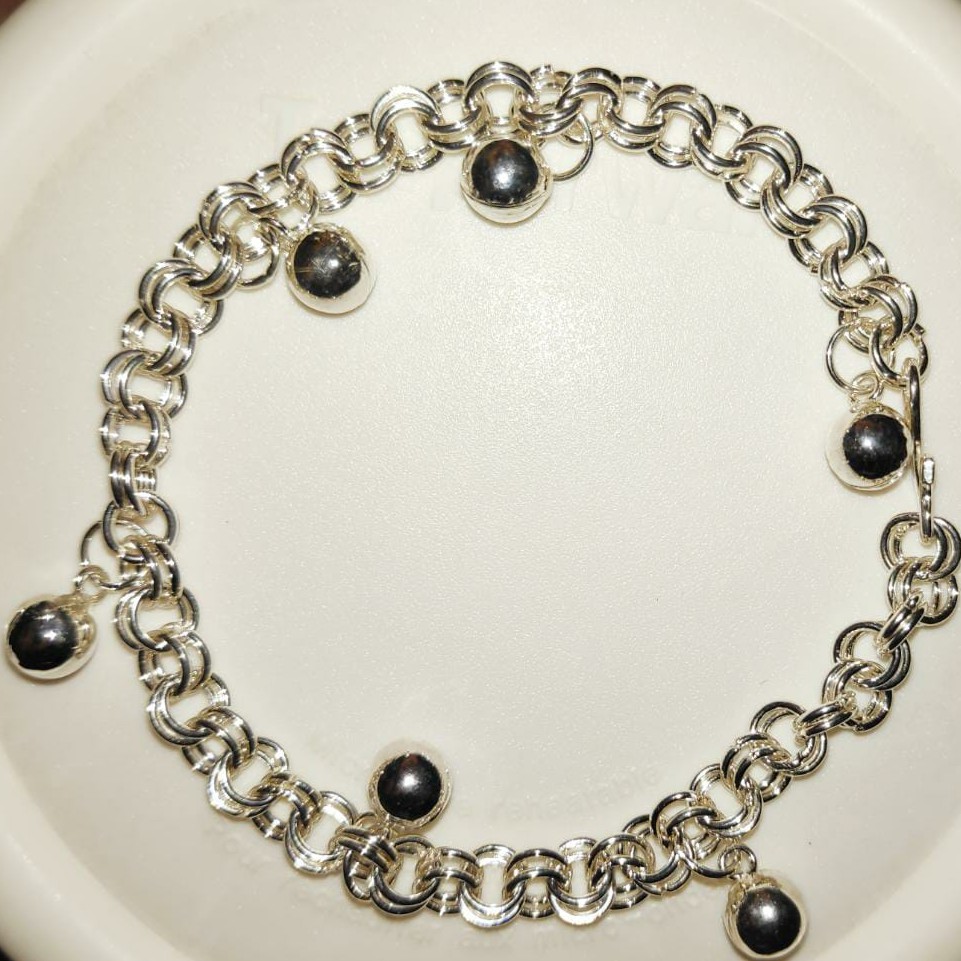 Gelang kaki kerincing untuk bayi,  asli perak murni, tebal