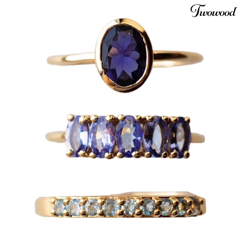 3pcs Cincin Bentuk Mata Kucing Bahan Alloy Untuk Wanita