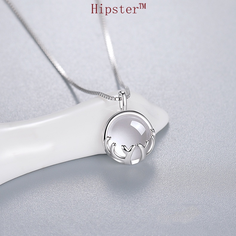 925 Silver Necklace Female Pendant White Jade