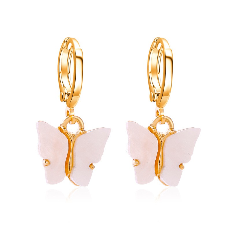 Butterfly acrylic alloy ear hoop earrings ladies jewelry factory wholesale