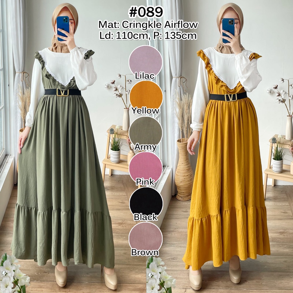 Terbaru Gamis Crinkle Airflow Jumbo Premium / Dress Korean Style / Fashion Wanita Kekinian / Dress Kondangan / Dress Crinkle Original