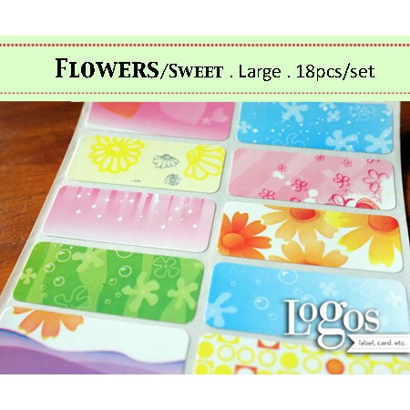 

TERLARIS!! Flower LARGE Label nama waterproof. Sticker sweet romance scenery pink UNIK