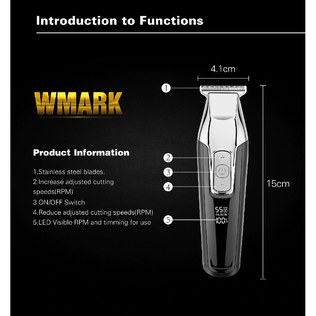 WMARK C24-HC011 - Professional Rechargeable Hair Clipper Trimmer