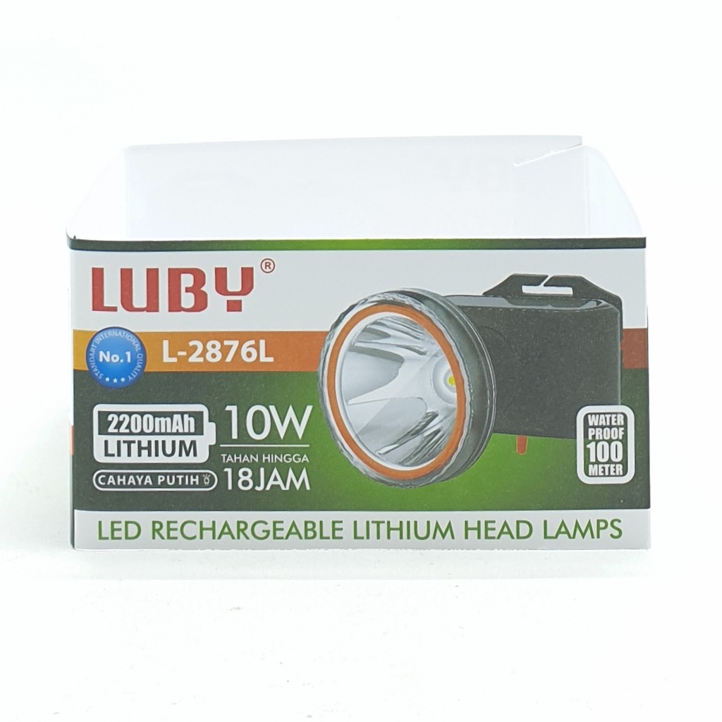 Luby L-2876L 10W Cd Putih Senter Kepala Cahaya Putih Lithium 2200mAh