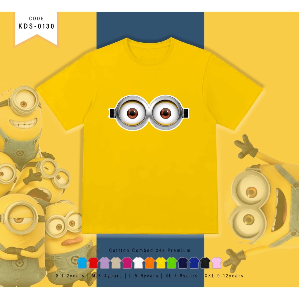 T-SHIRT / KAOS ANAK-ANAK TERMURAH BERGAMBAR MINIONS - TERIMA CUSTOM KAOS KELUARGA