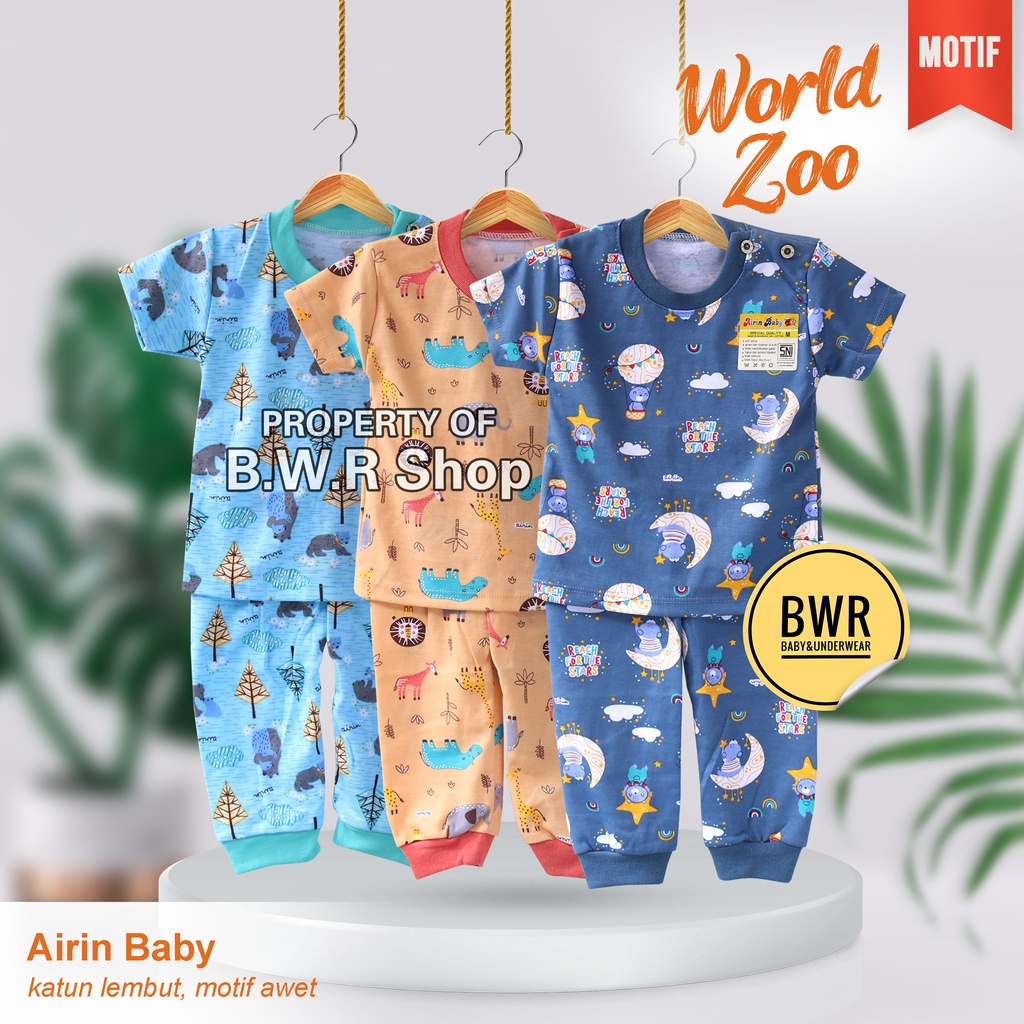 CPR Setelan AIRIN BABY Happy Flores World Zoo Terbaru / Setelan Piyama Anak Bayi Santai Harian Baju Tidur Anak | Bwr