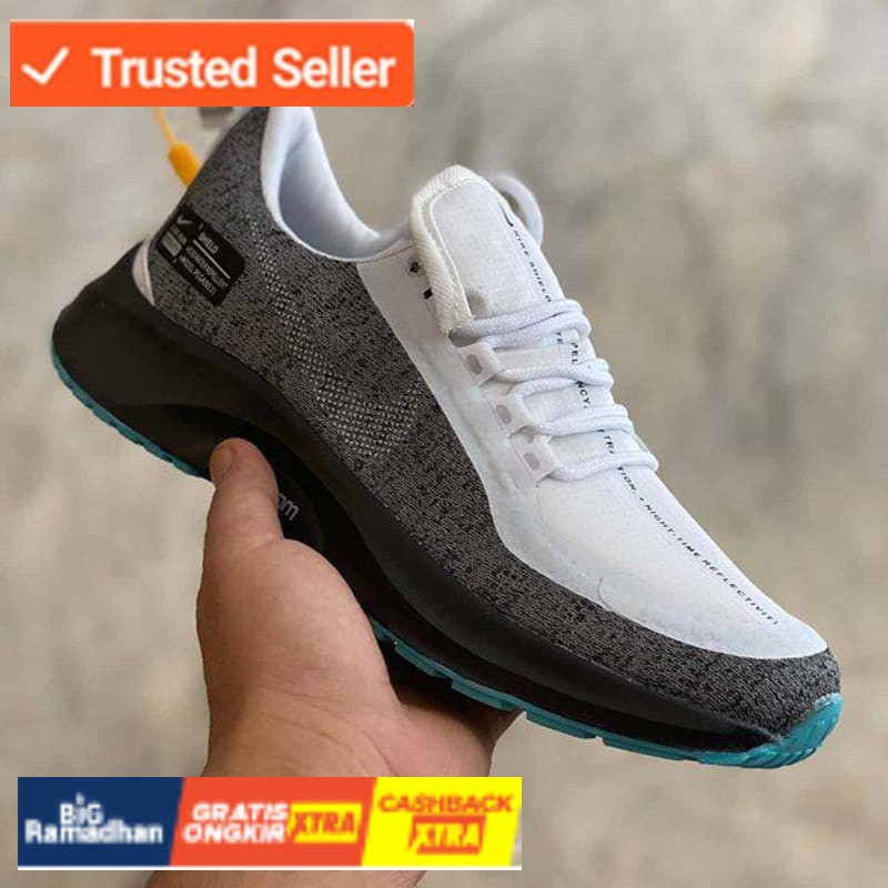 SNEAKERS COWOK HITAM BIRU MISTY  [LIMITED STOCK ] Nike Zoom Pegasus 35 Shield White Grey