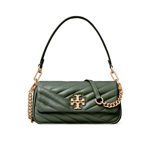 Tory Burch 85229 Kira Chevron Small Flap Shoulder Bag Sycamore Green/Rolled Gold